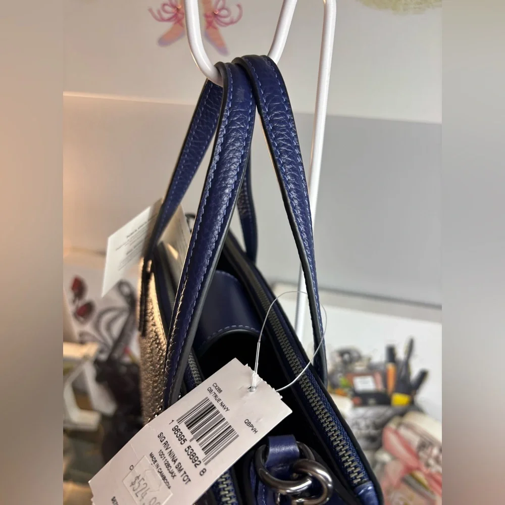 Coach Blue Textured Crossbody Bag with Adjustable Strap - Picture 10 of 15